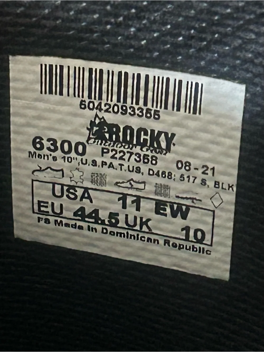 Rocky Black Men Warden Boots Sz. 11 EW 6300